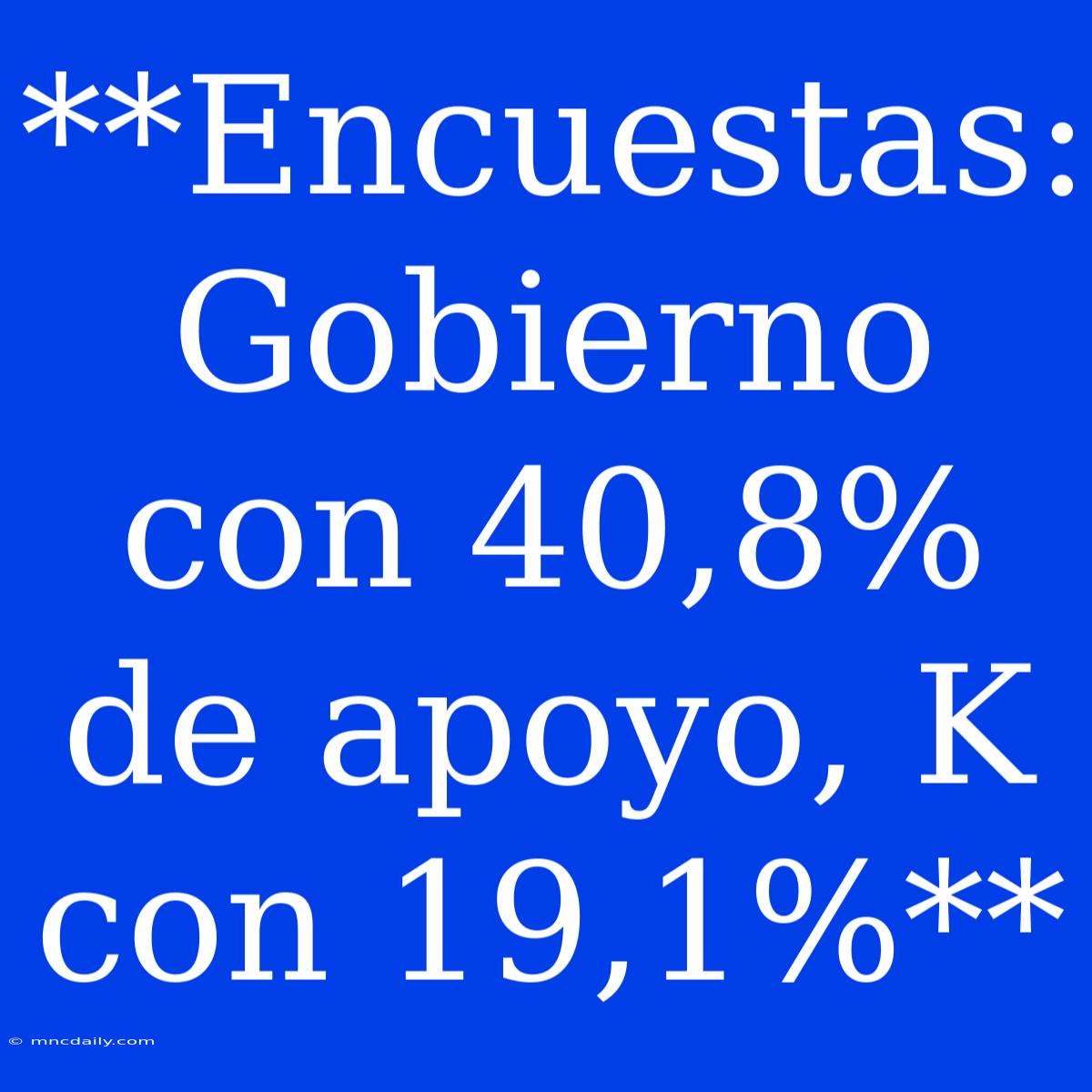 **Encuestas: Gobierno Con 40,8% De Apoyo, K Con 19,1%**