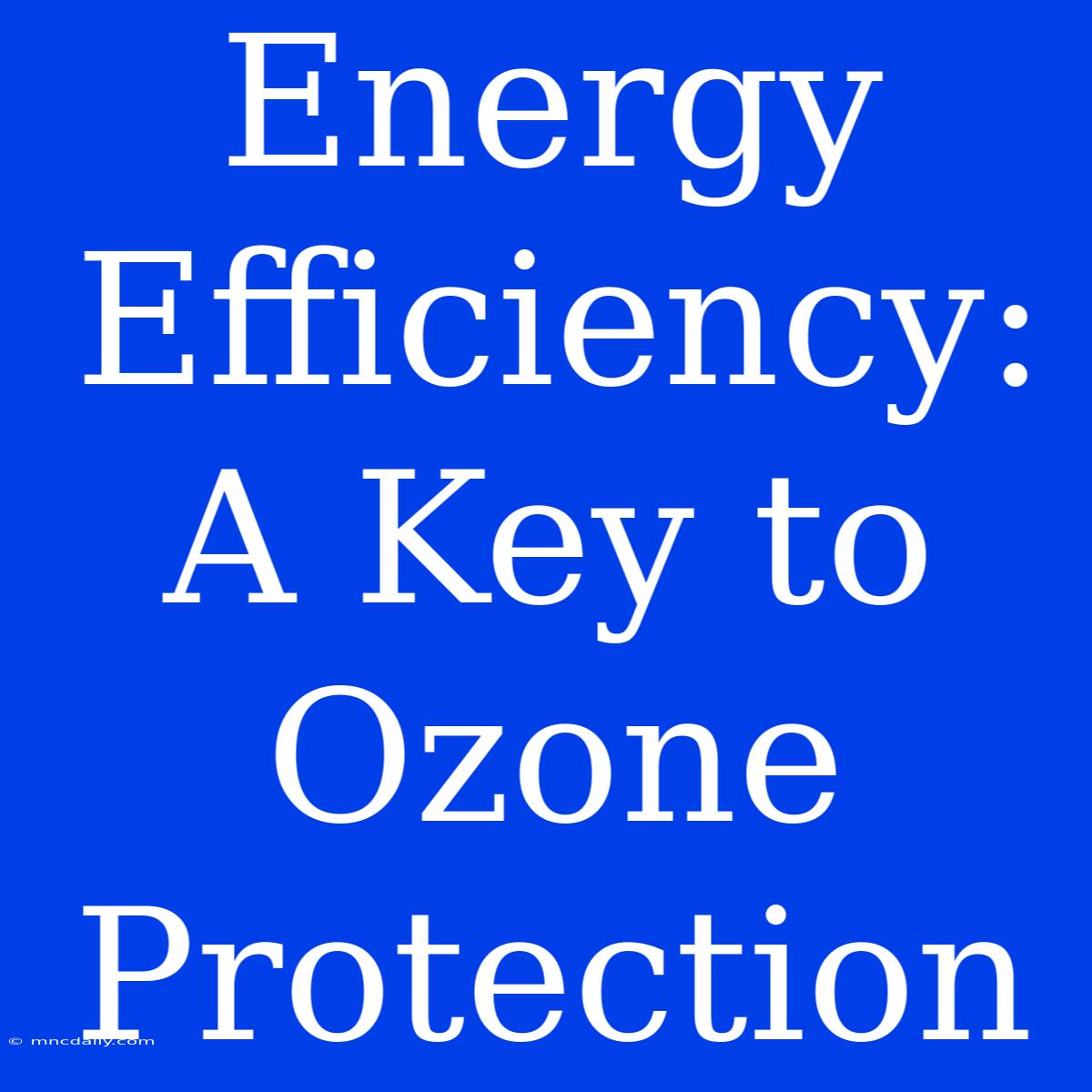 Energy Efficiency: A Key To Ozone Protection