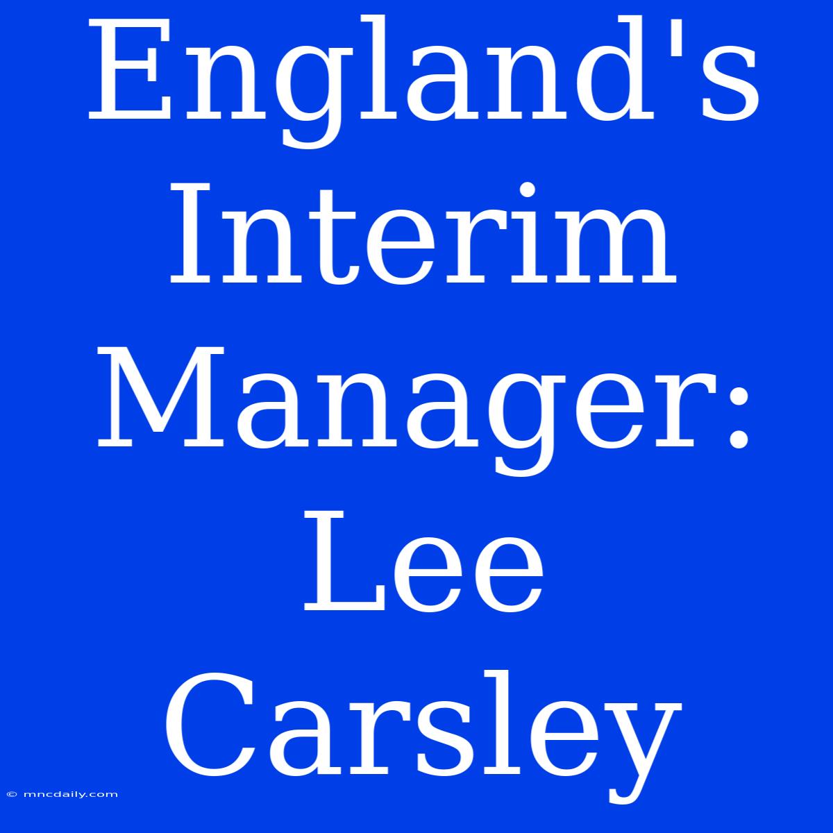 England's Interim Manager: Lee Carsley