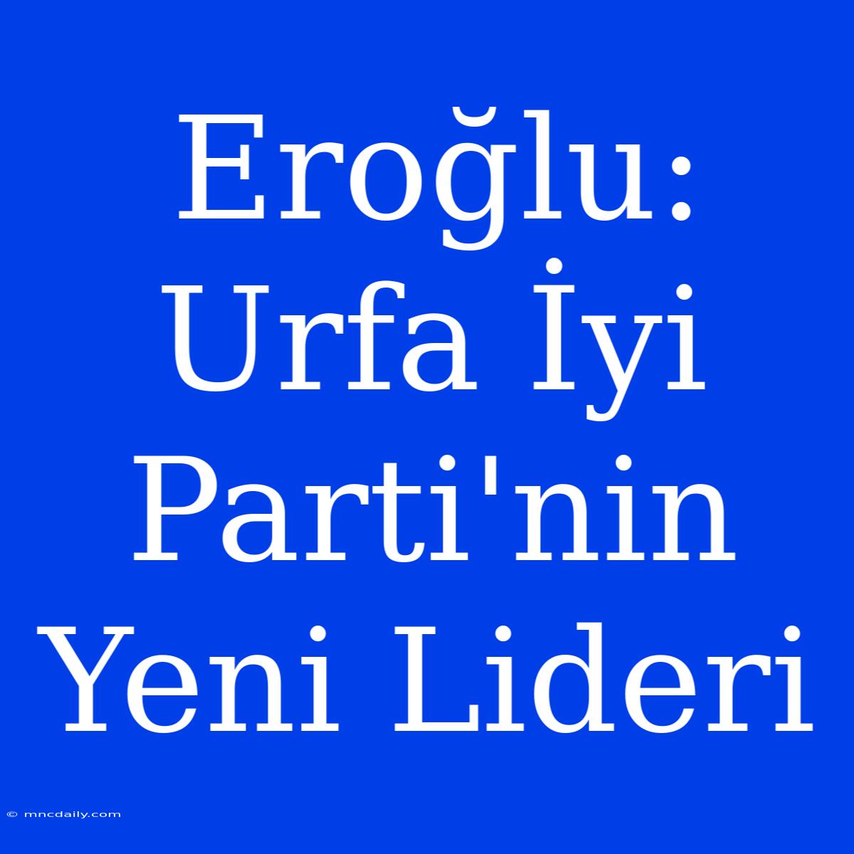 Eroğlu: Urfa İyi Parti'nin Yeni Lideri