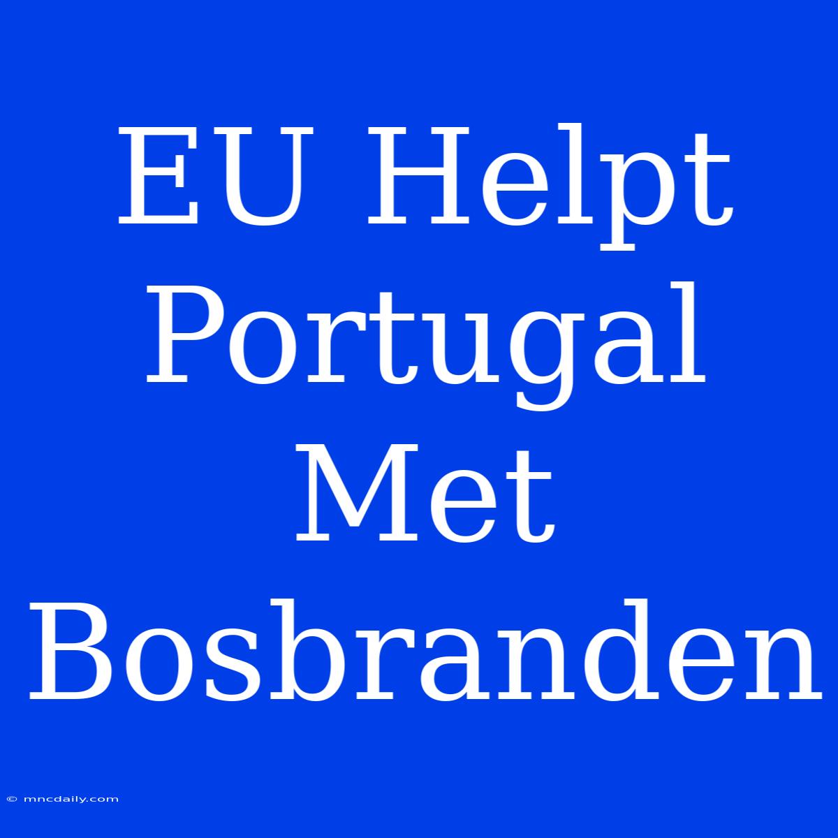 EU Helpt Portugal Met Bosbranden