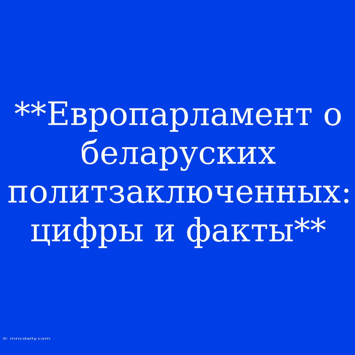 **Европарламент О Беларуских Политзаключенных: Цифры И Факты**