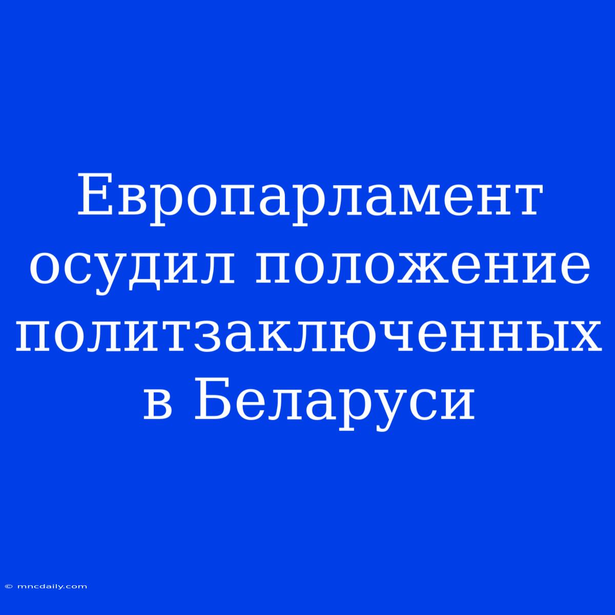 Европарламент Осудил Положение Политзаключенных В Беларуси