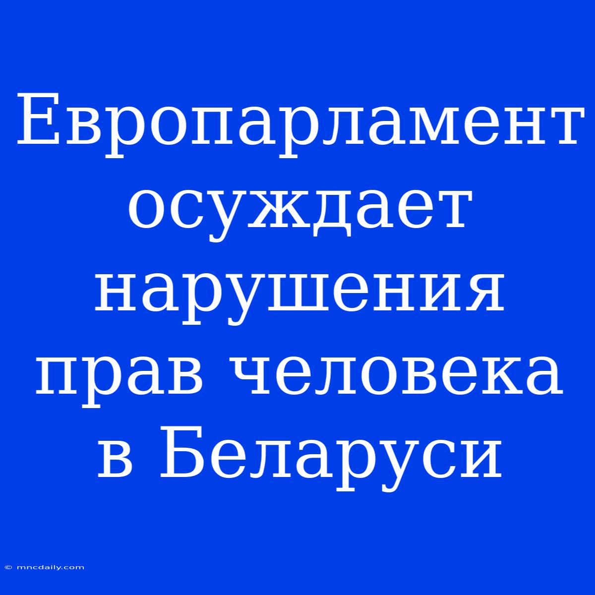 Европарламент Осуждает Нарушения Прав Человека В Беларуси