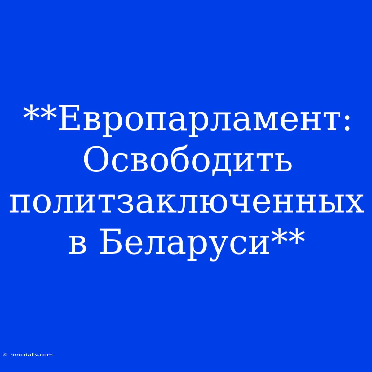 **Европарламент: Освободить Политзаключенных В Беларуси**