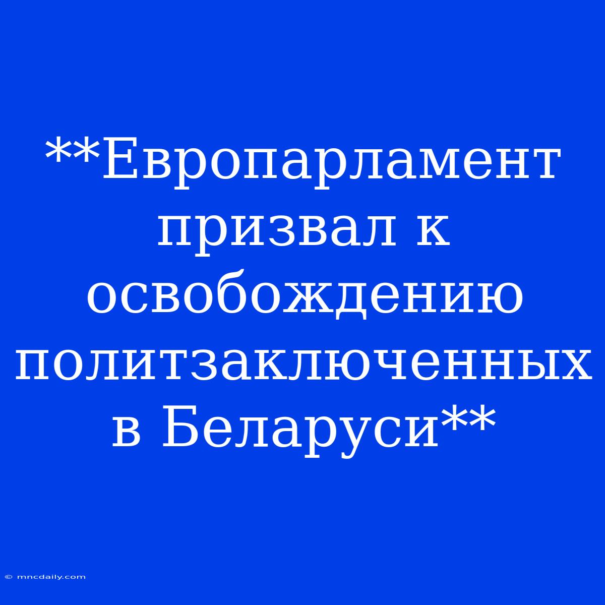 **Европарламент Призвал К Освобождению Политзаключенных В Беларуси**