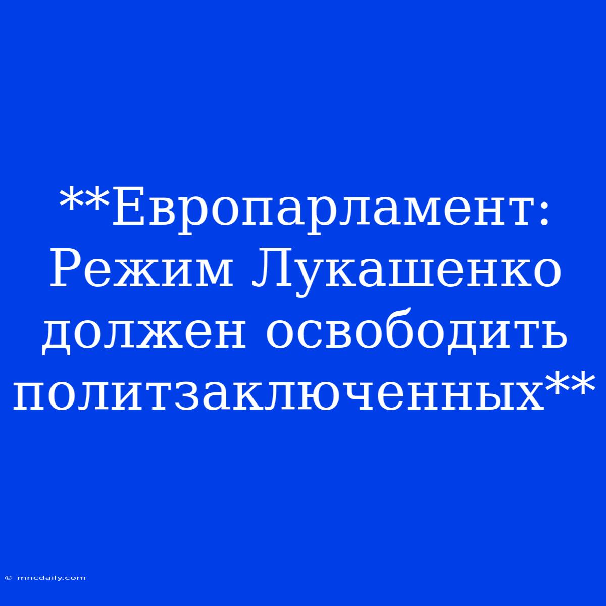 **Европарламент: Режим Лукашенко Должен Освободить Политзаключенных**