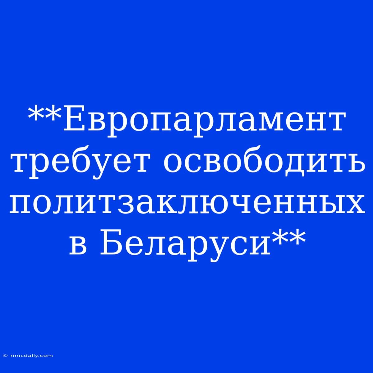 **Европарламент Требует Освободить Политзаключенных В Беларуси**