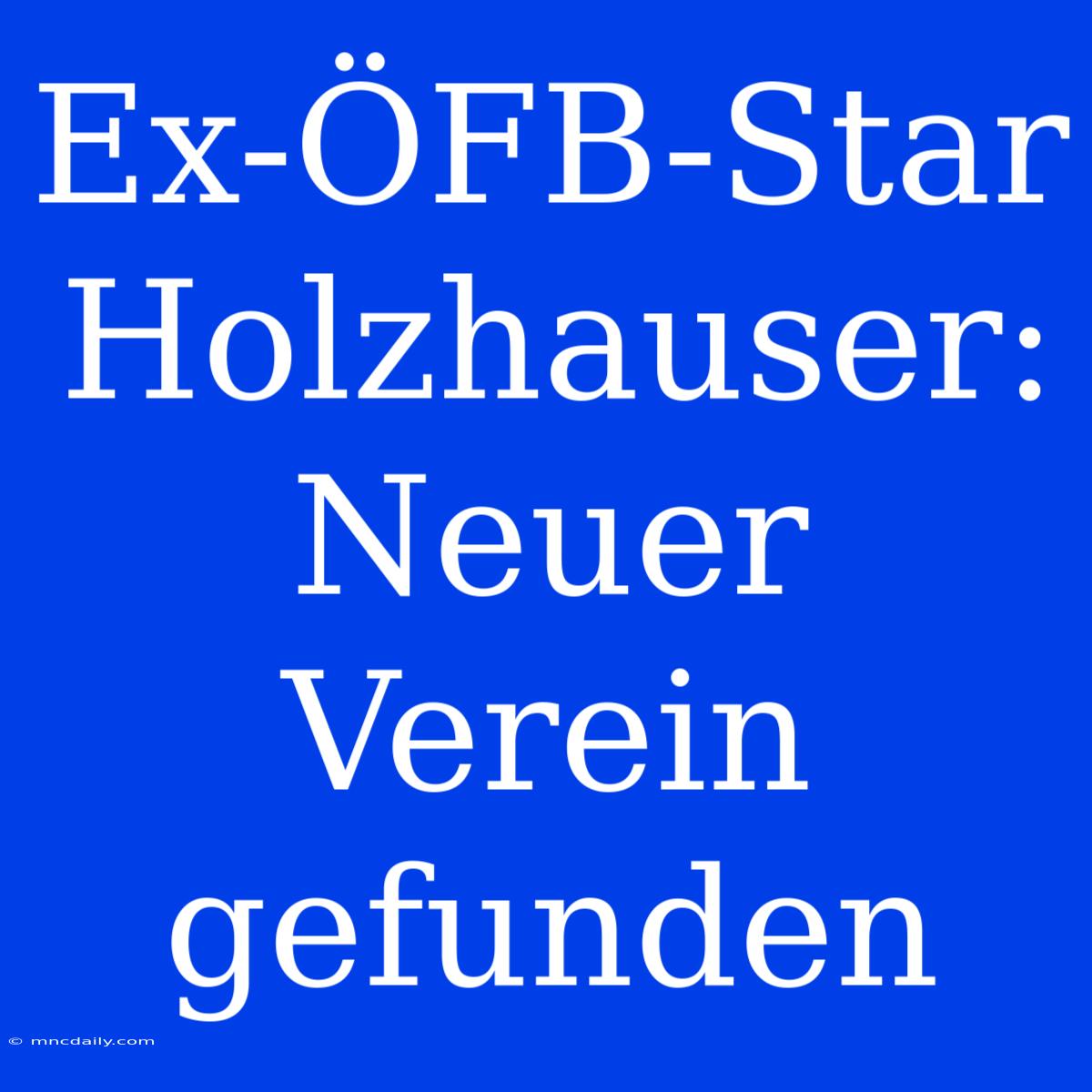 Ex-ÖFB-Star Holzhauser: Neuer Verein Gefunden