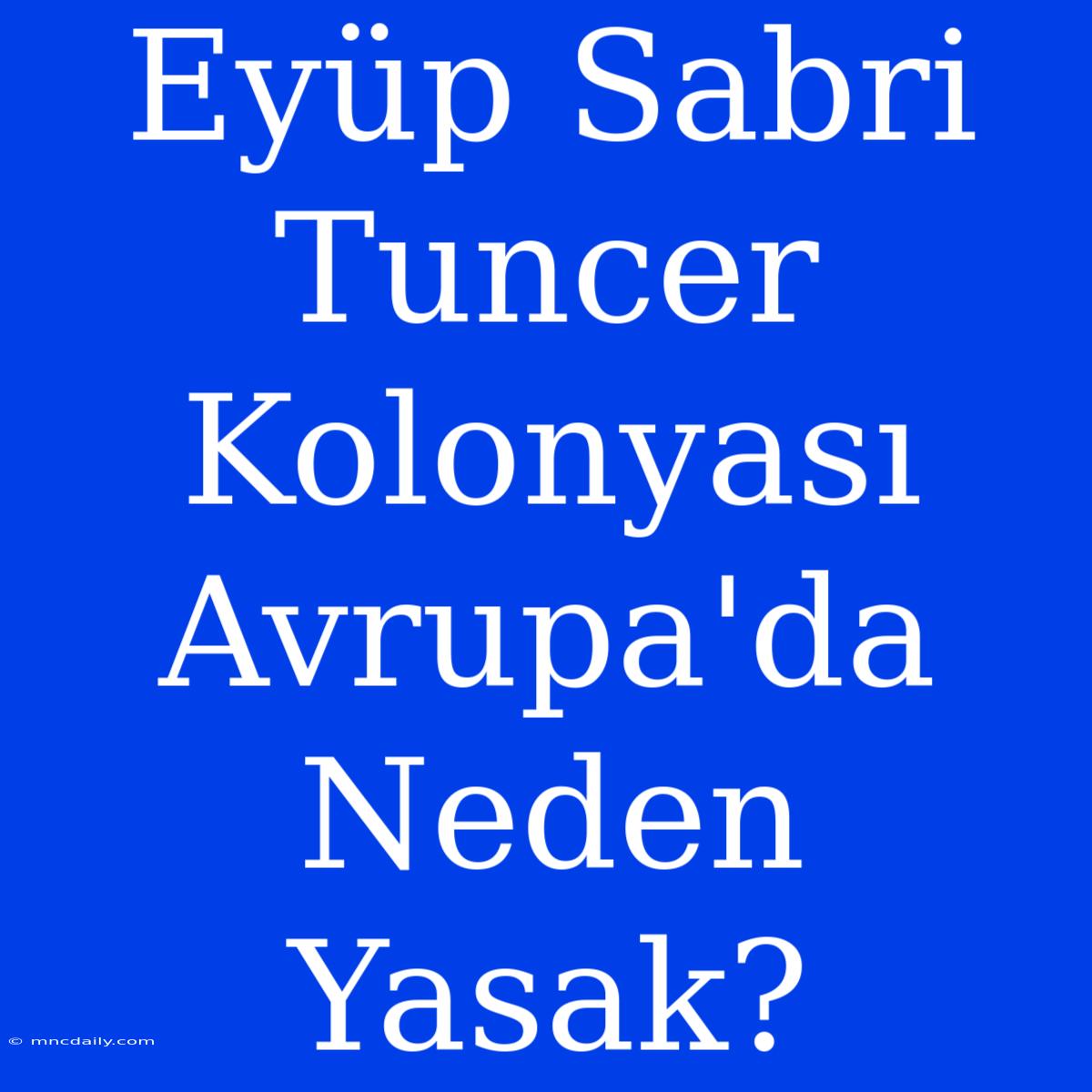 Eyüp Sabri Tuncer Kolonyası Avrupa'da Neden Yasak?