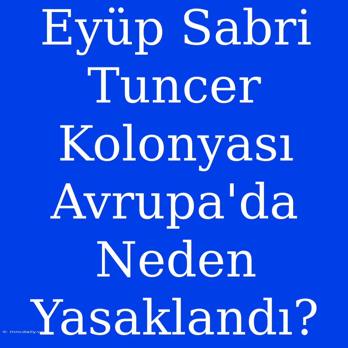 Eyüp Sabri Tuncer Kolonyası Avrupa'da Neden Yasaklandı?