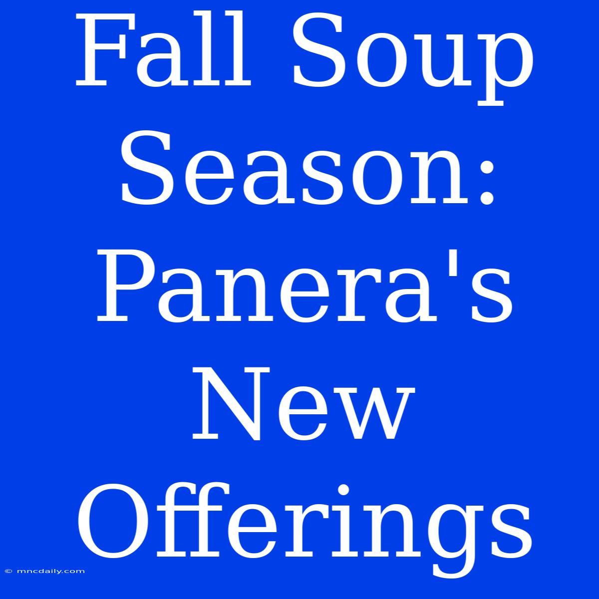 Fall Soup Season: Panera's New Offerings