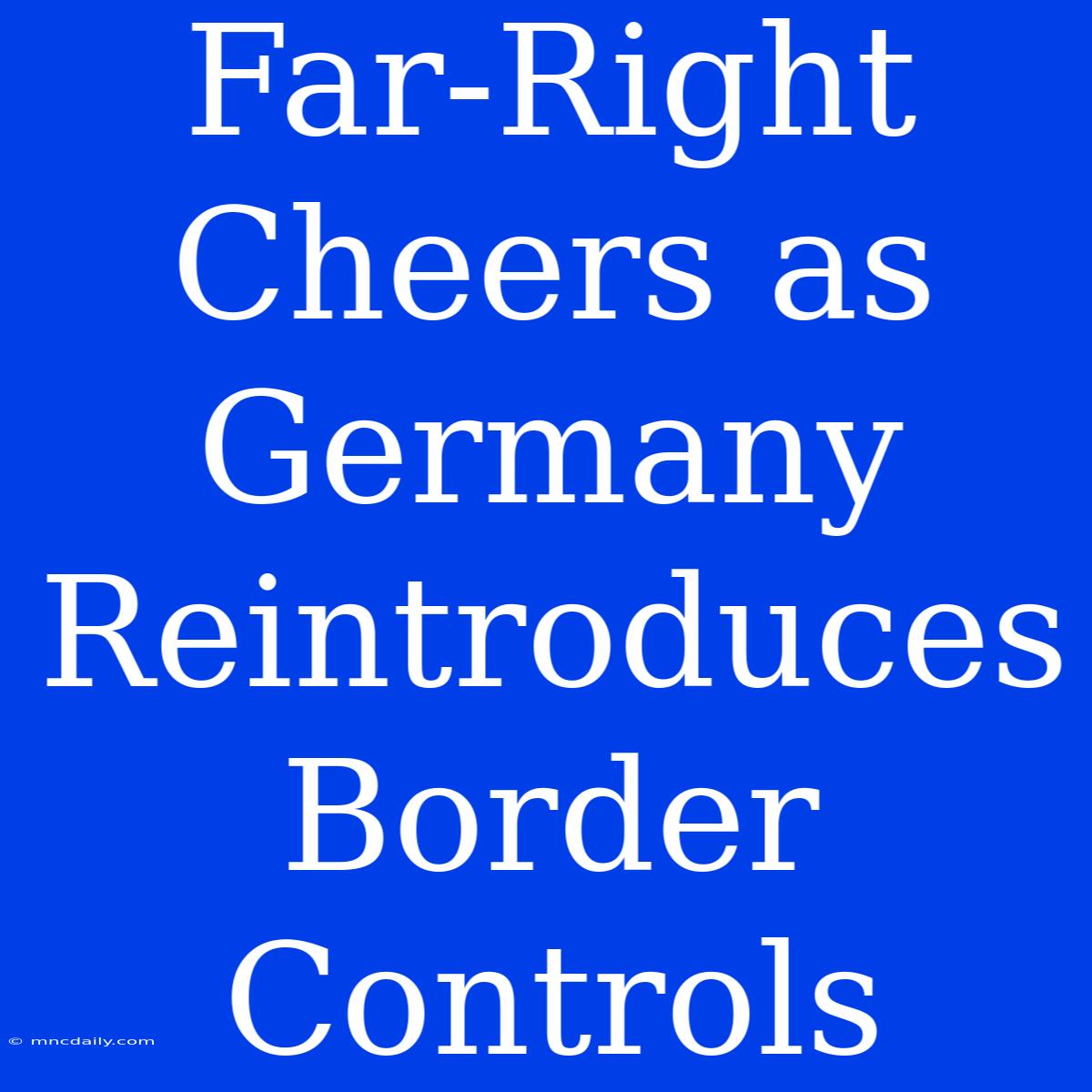 Far-Right Cheers As Germany Reintroduces Border Controls