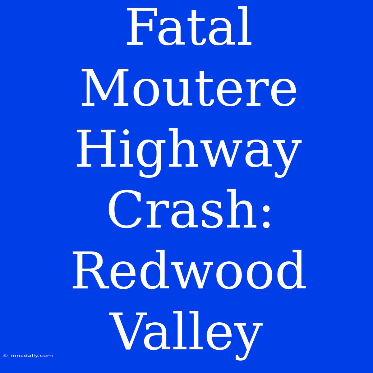 Fatal Moutere Highway Crash: Redwood Valley