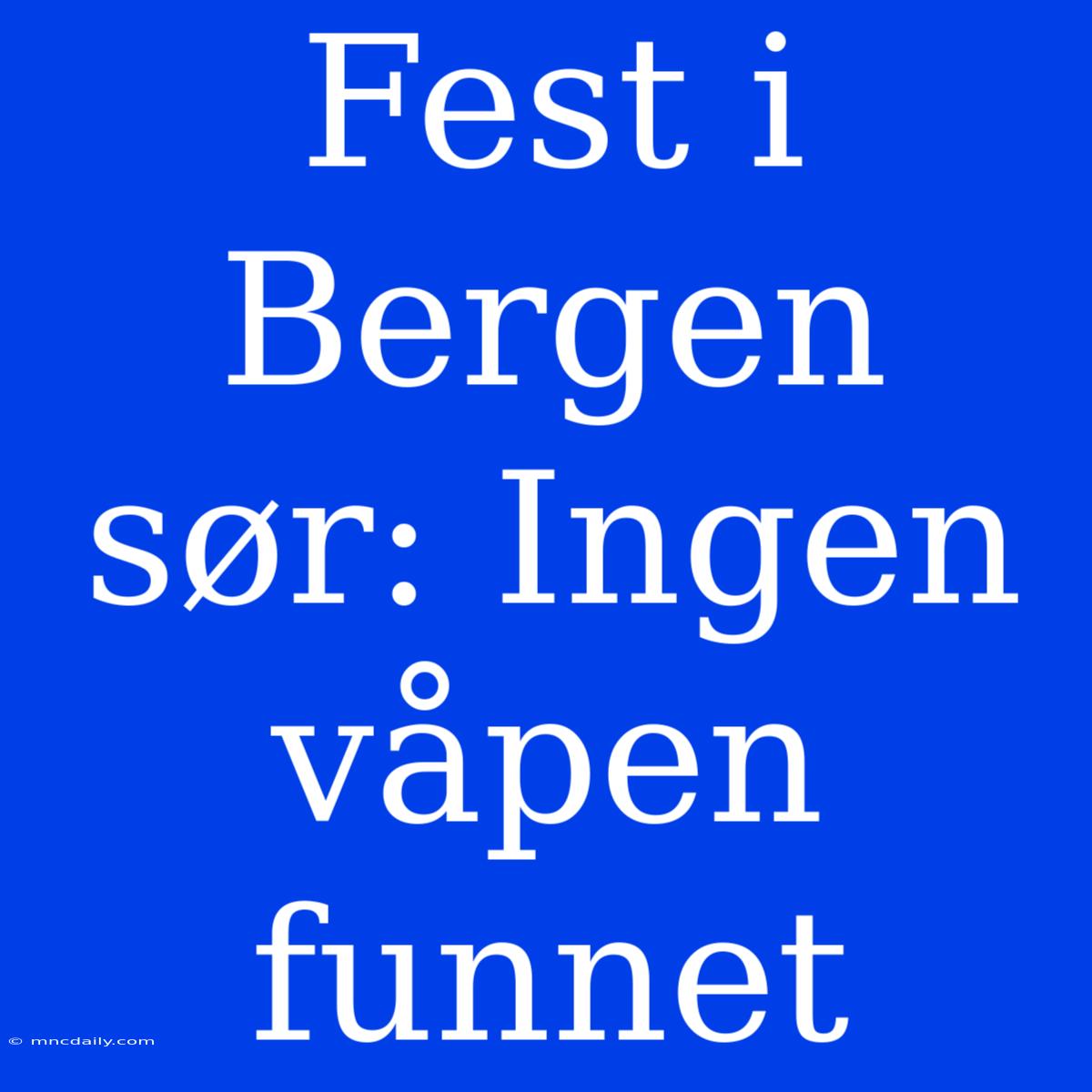 Fest I Bergen Sør: Ingen Våpen Funnet