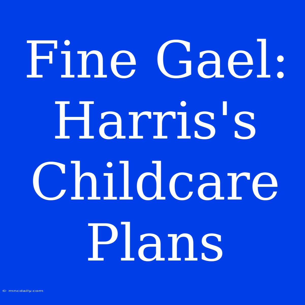 Fine Gael: Harris's Childcare Plans