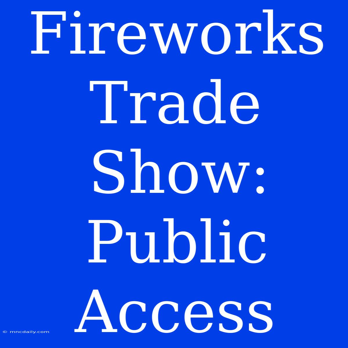 Fireworks Trade Show: Public Access  