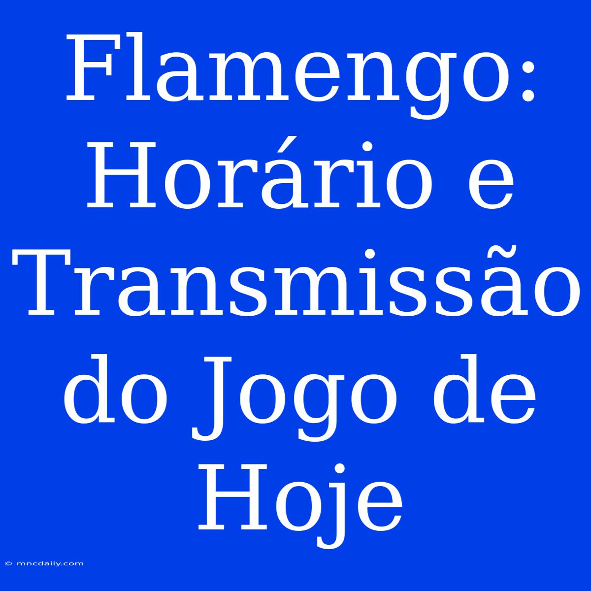 Flamengo: Horário E Transmissão Do Jogo De Hoje