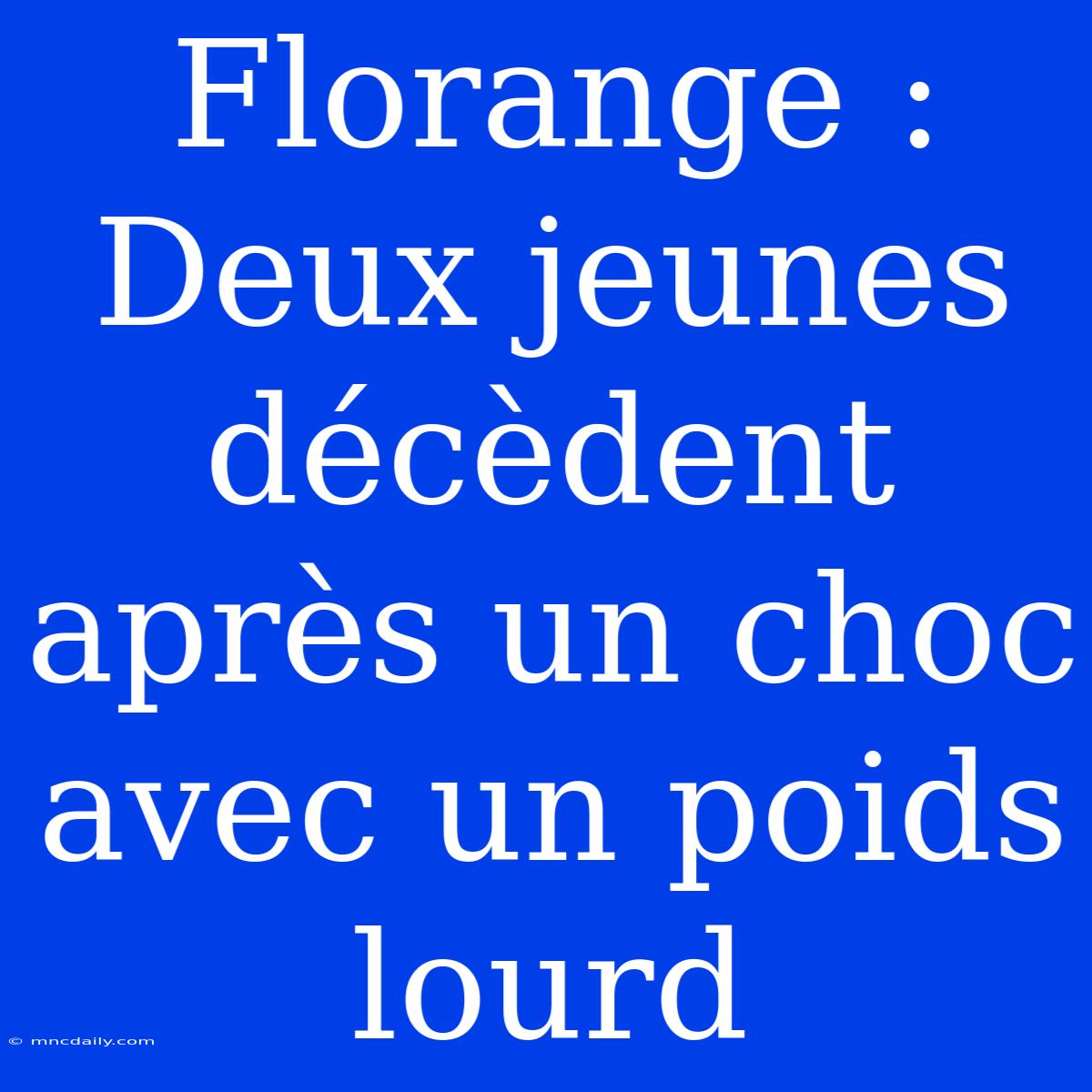 Florange : Deux Jeunes Décèdent Après Un Choc Avec Un Poids Lourd