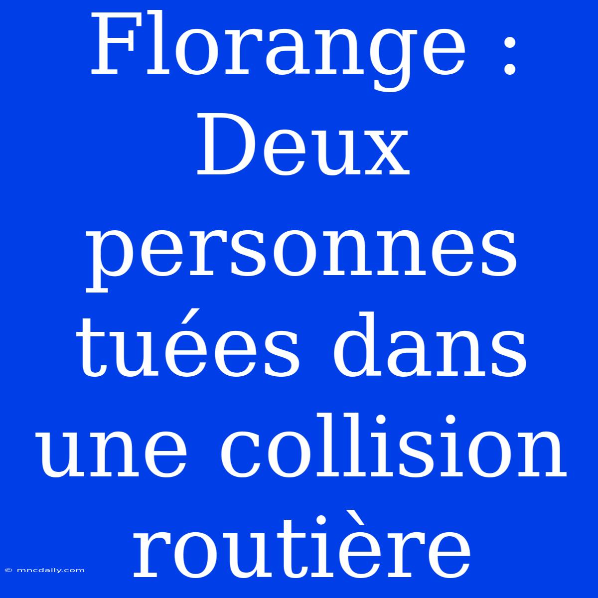 Florange : Deux Personnes Tuées Dans Une Collision Routière