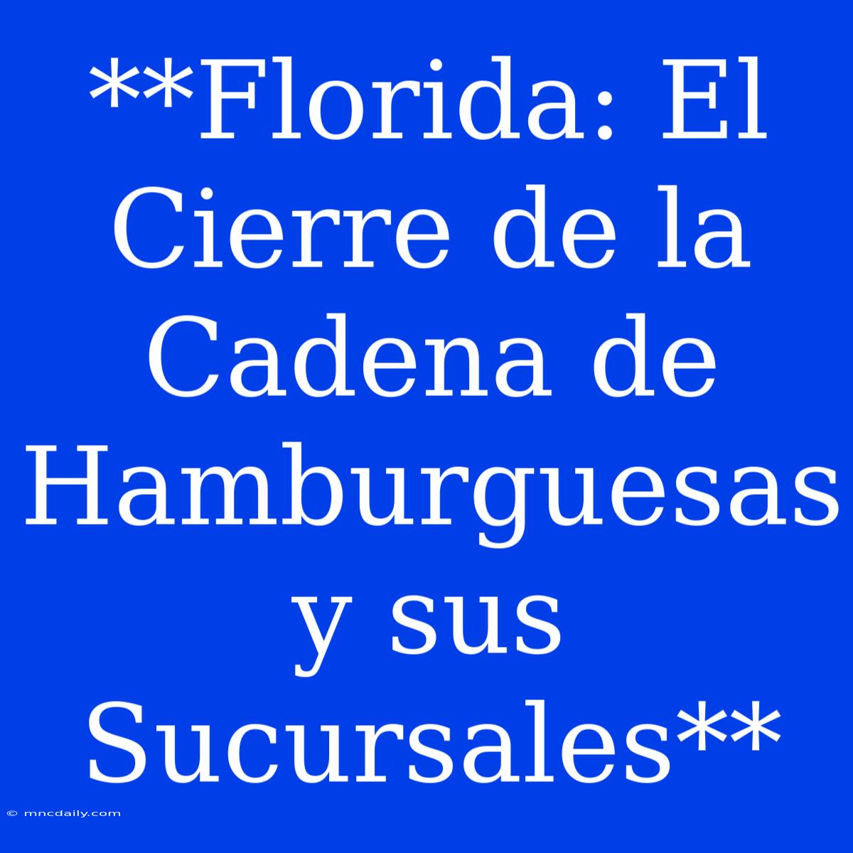 **Florida: El Cierre De La Cadena De Hamburguesas Y Sus Sucursales** 