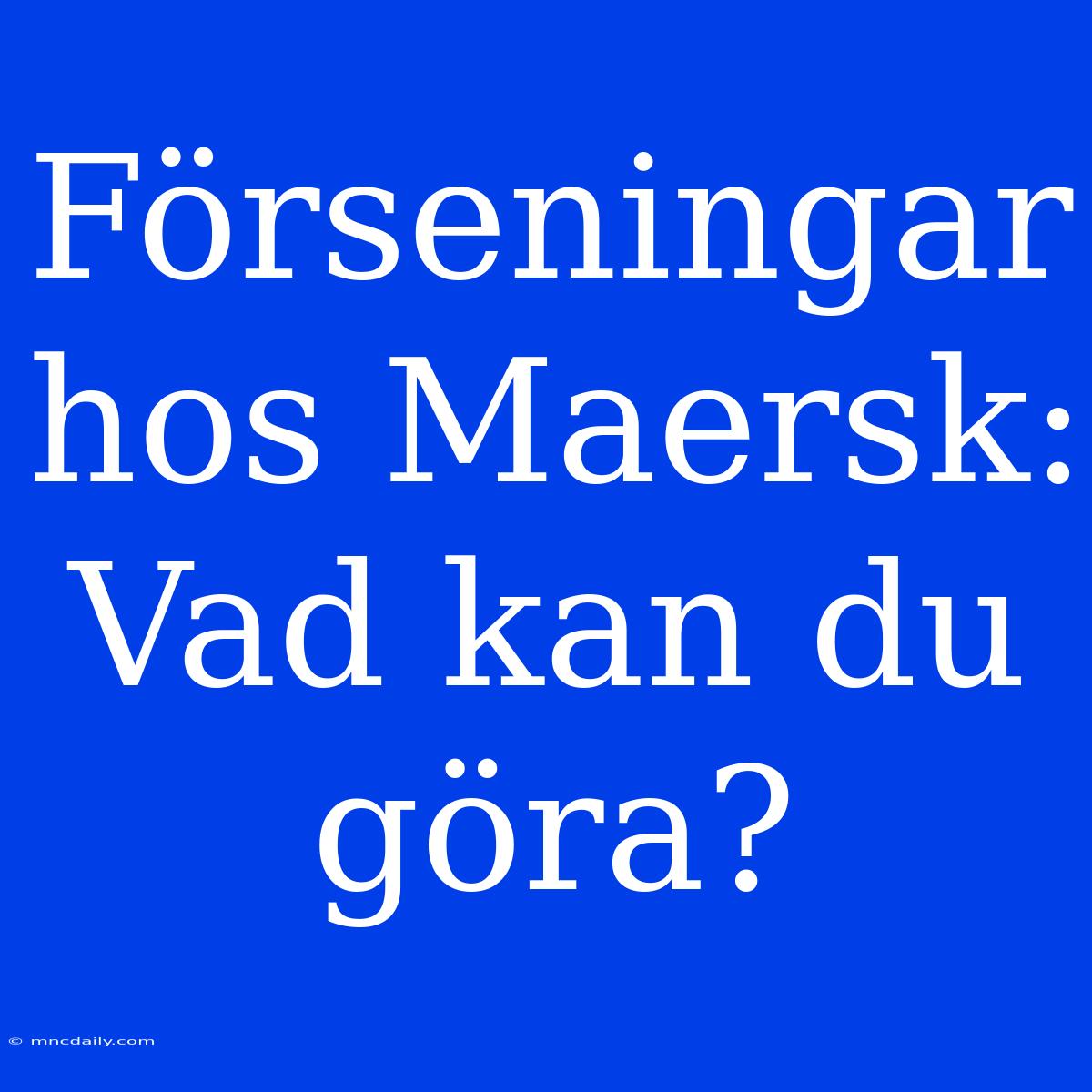 Förseningar Hos Maersk: Vad Kan Du Göra?