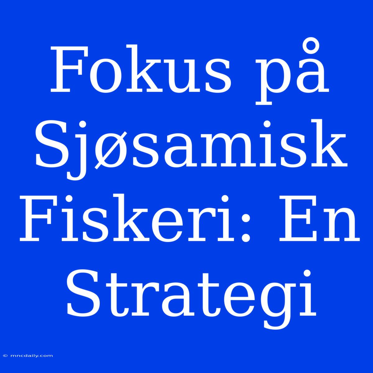 Fokus På Sjøsamisk Fiskeri: En Strategi