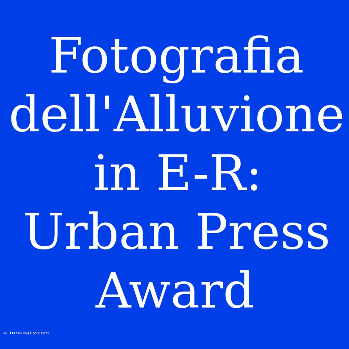 Fotografia Dell'Alluvione In E-R: Urban Press Award