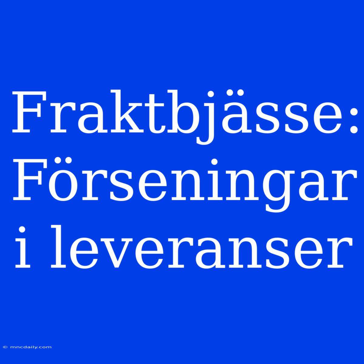 Fraktbjässe: Förseningar I Leveranser