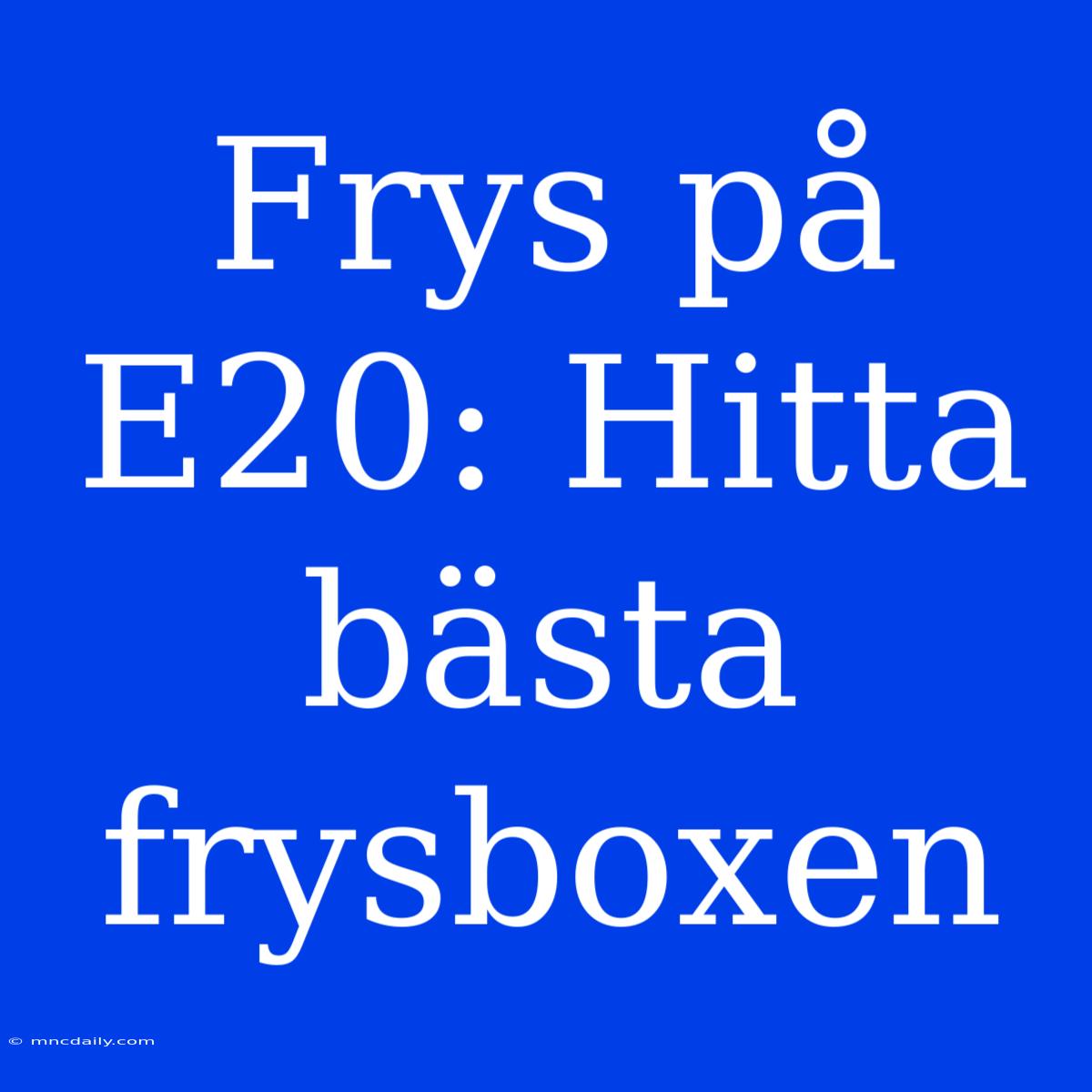 Frys På E20: Hitta Bästa Frysboxen