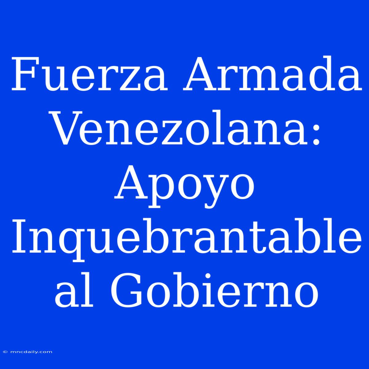 Fuerza Armada Venezolana: Apoyo Inquebrantable Al Gobierno 