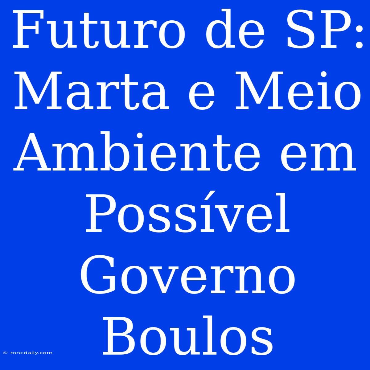 Futuro De SP: Marta E Meio Ambiente Em Possível Governo Boulos