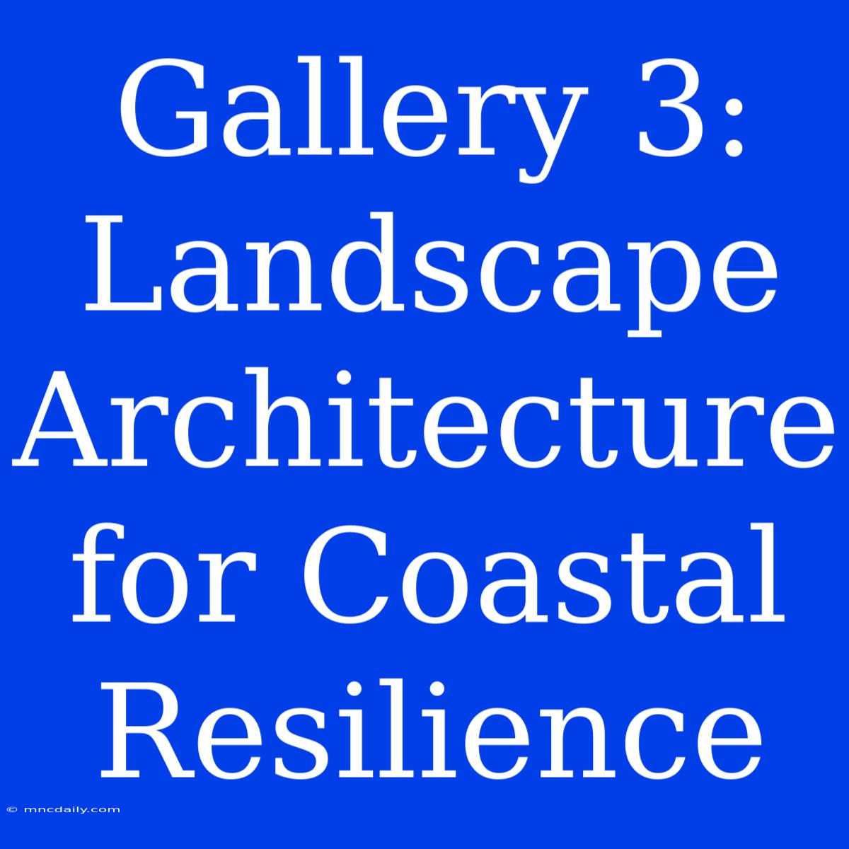 Gallery 3: Landscape Architecture For Coastal Resilience