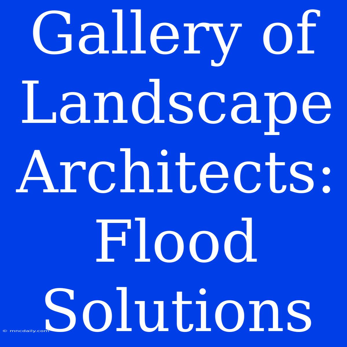 Gallery Of Landscape Architects: Flood Solutions 