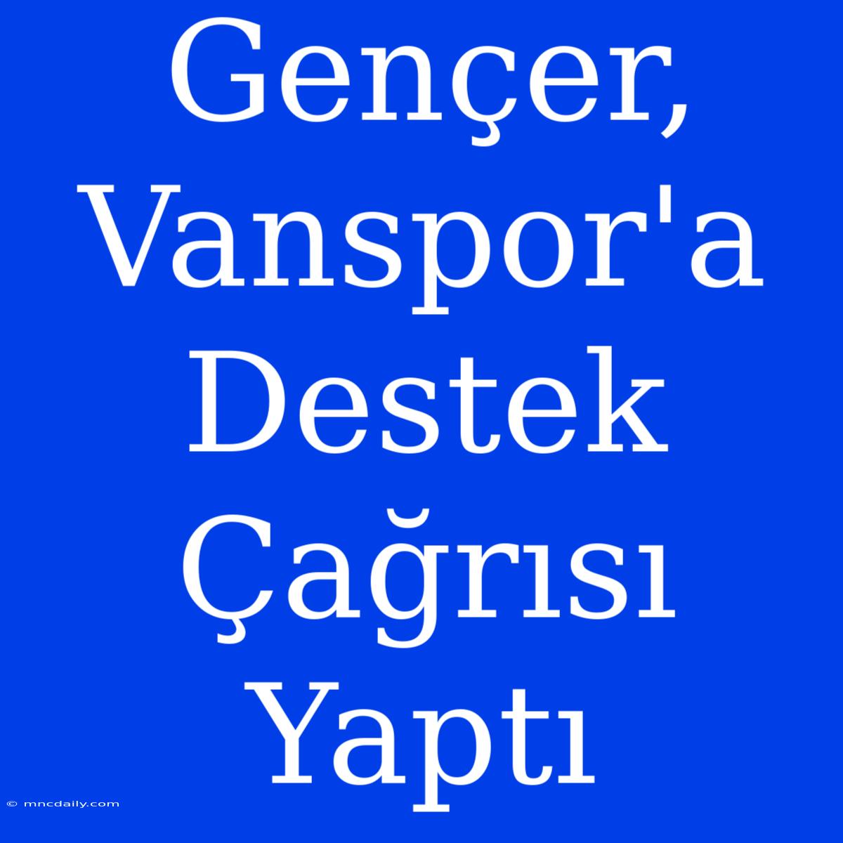 Gençer, Vanspor'a Destek Çağrısı Yaptı