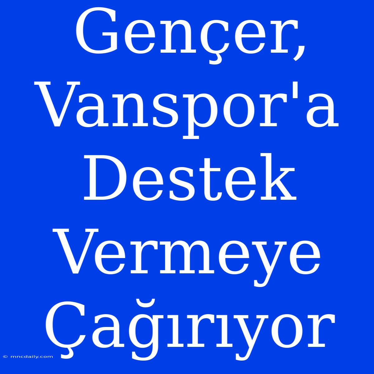 Gençer, Vanspor'a Destek Vermeye Çağırıyor 