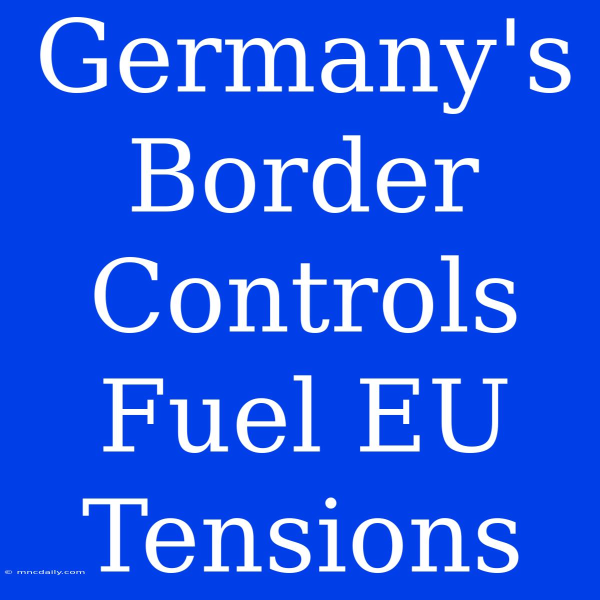 Germany's Border Controls Fuel EU Tensions