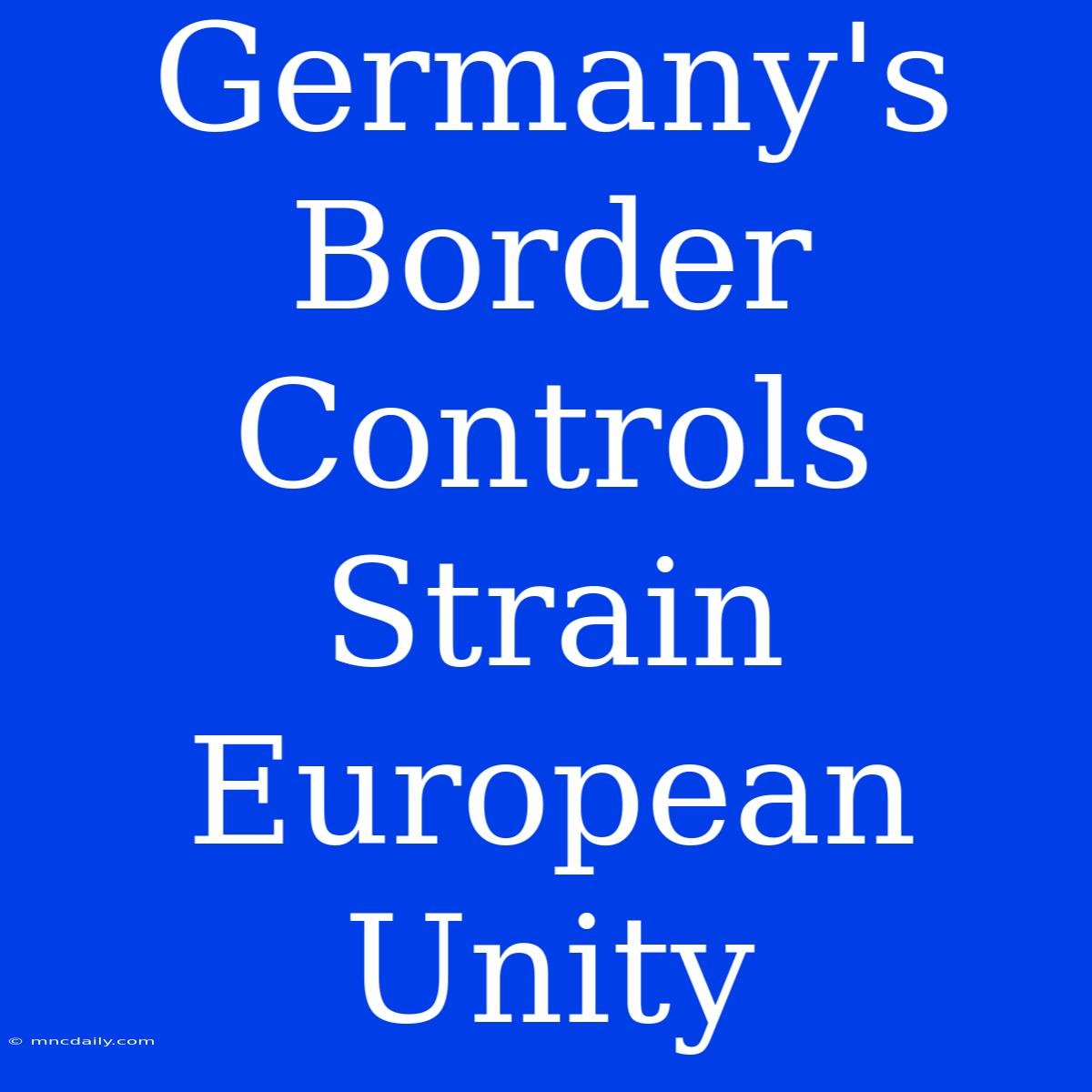 Germany's Border Controls Strain European Unity