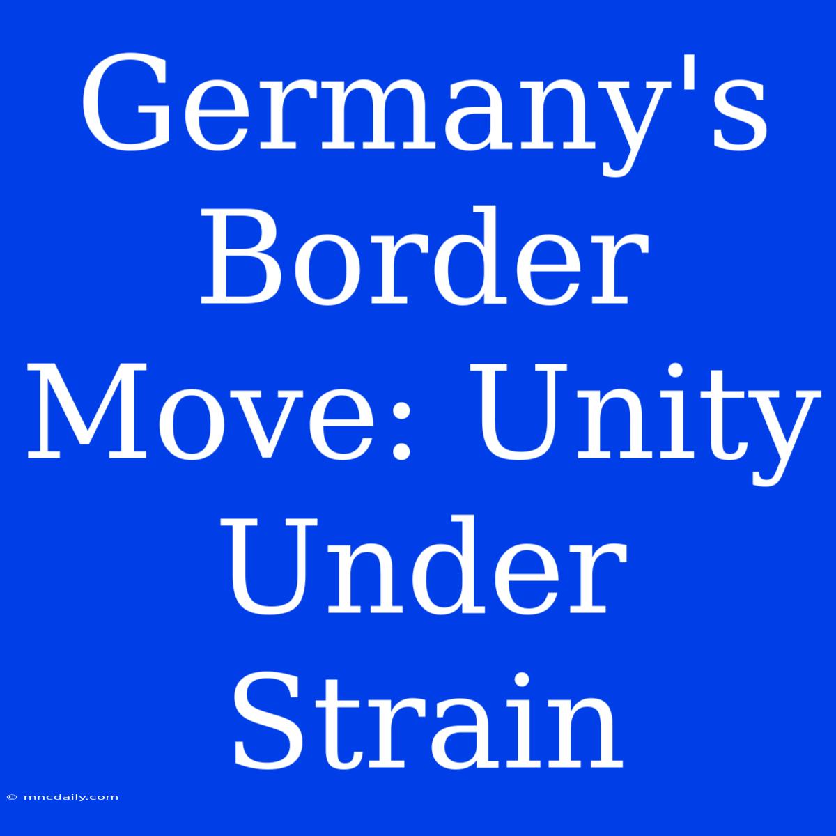 Germany's Border Move: Unity Under Strain