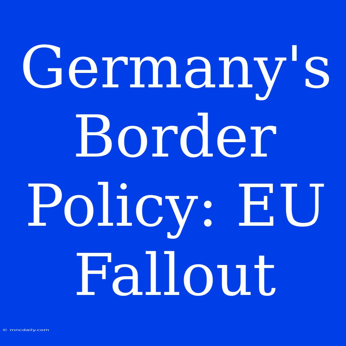 Germany's Border Policy: EU Fallout