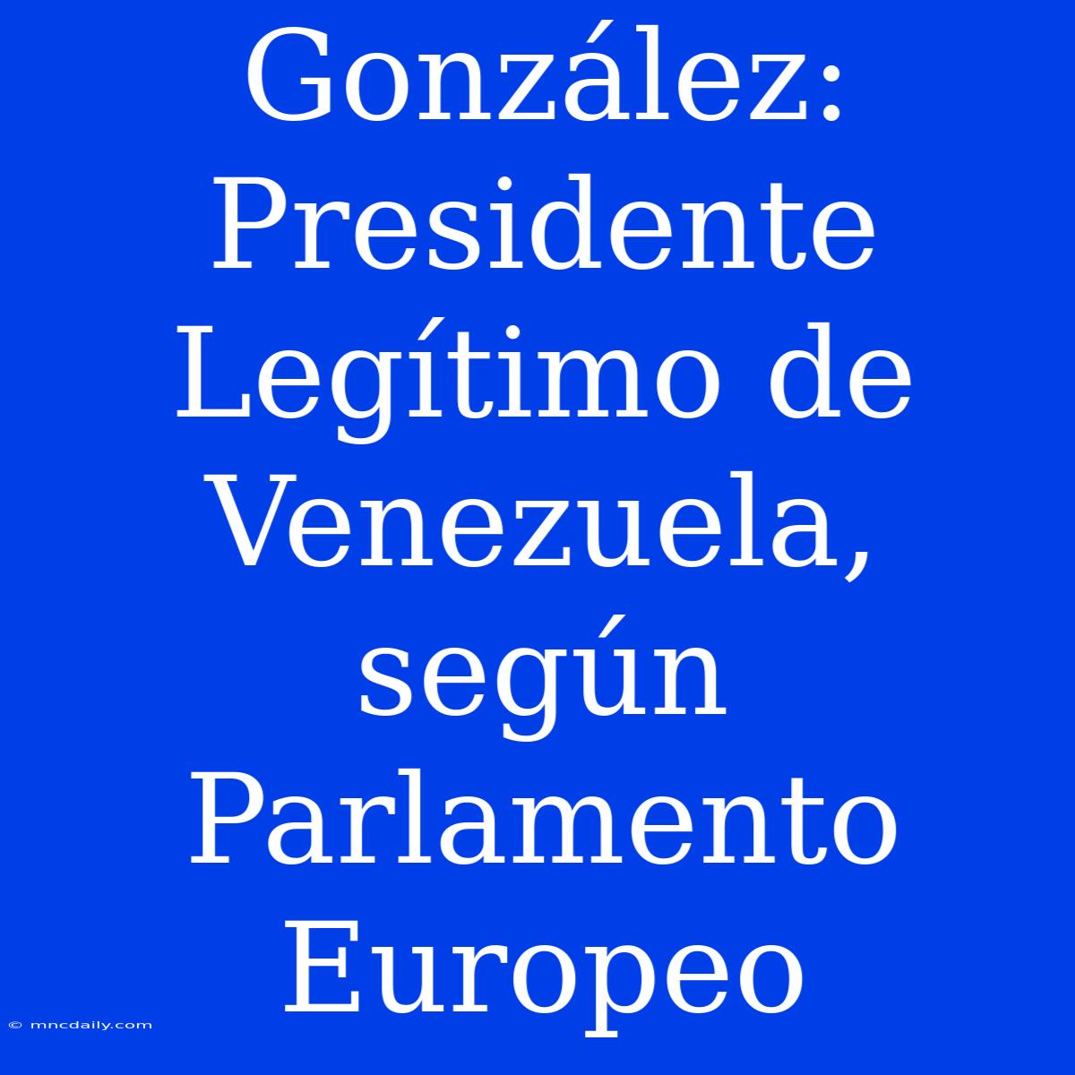 González: Presidente Legítimo De Venezuela, Según Parlamento Europeo