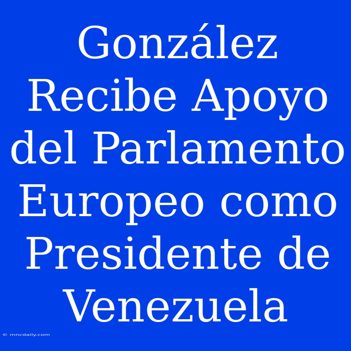 González Recibe Apoyo Del Parlamento Europeo Como Presidente De Venezuela