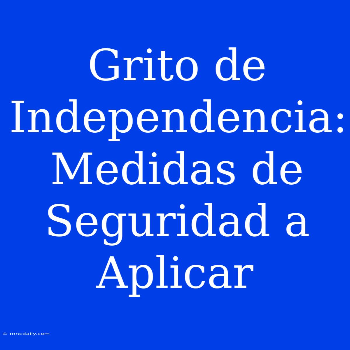 Grito De Independencia: Medidas De Seguridad A Aplicar