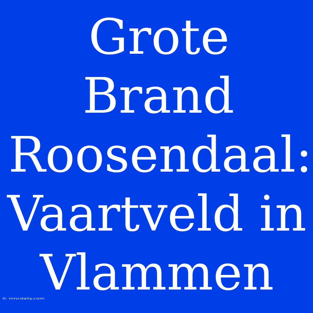 Grote Brand Roosendaal: Vaartveld In Vlammen