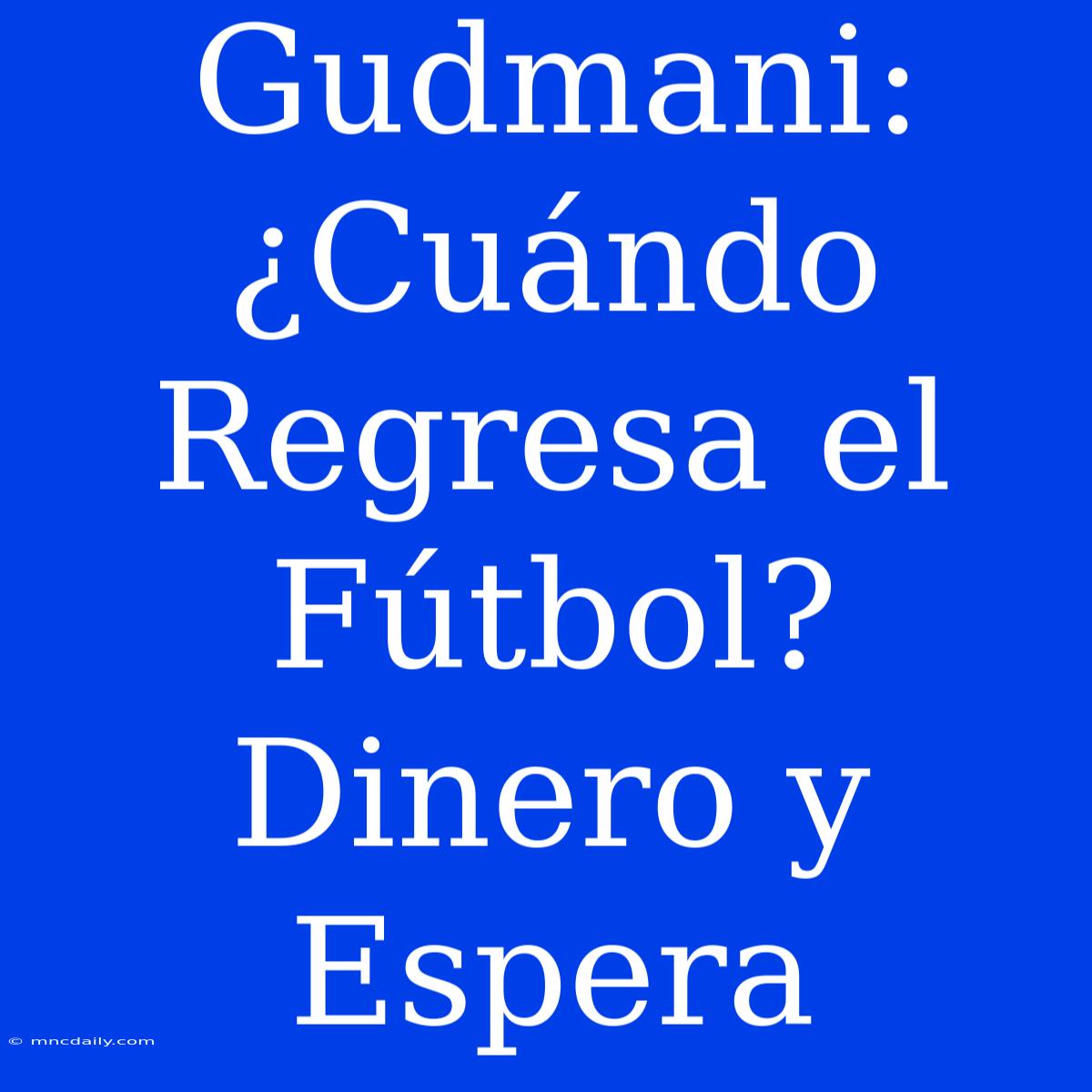 Gudmani: ¿Cuándo Regresa El Fútbol? Dinero Y Espera