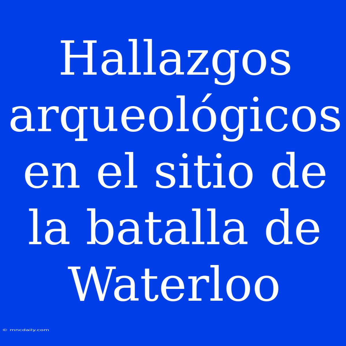 Hallazgos Arqueológicos En El Sitio De La Batalla De Waterloo