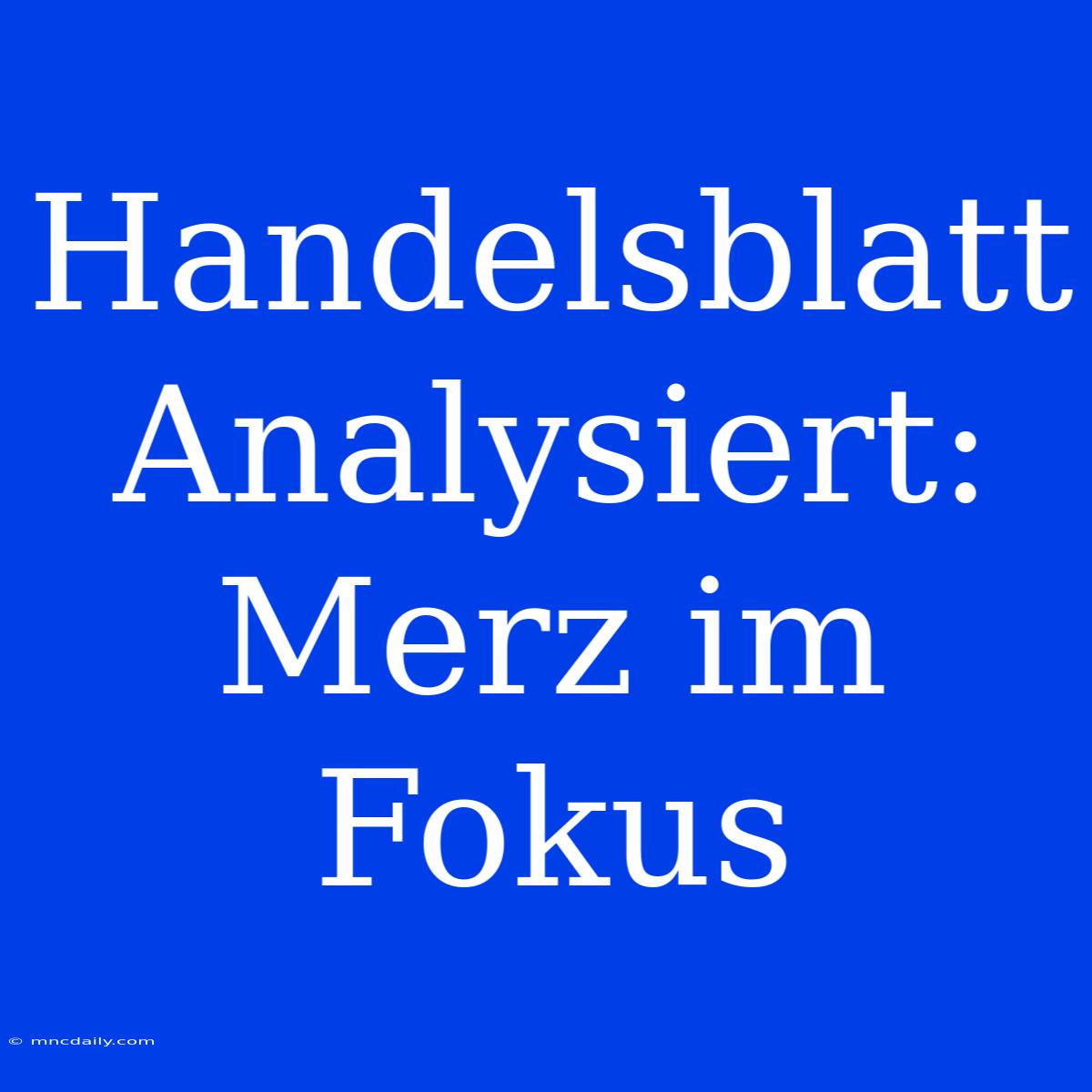 Handelsblatt Analysiert: Merz Im Fokus