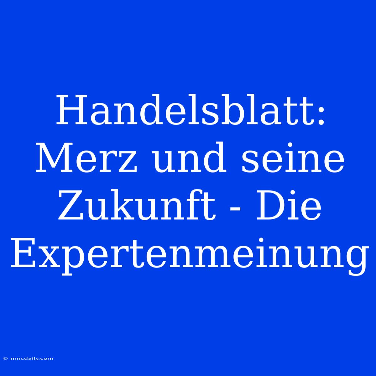 Handelsblatt: Merz Und Seine Zukunft - Die Expertenmeinung