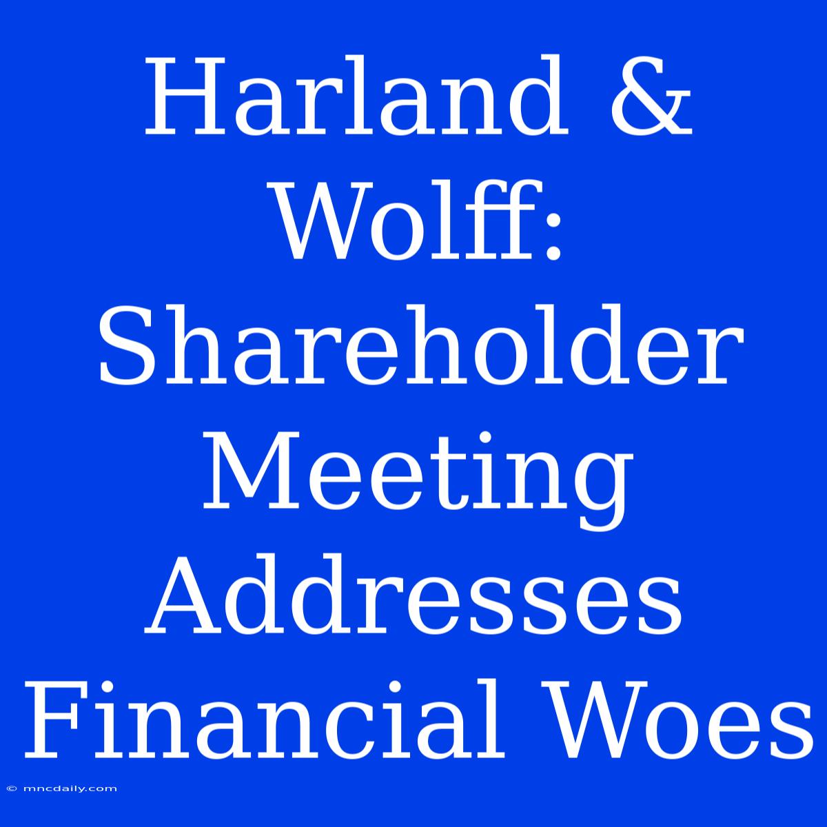 Harland & Wolff: Shareholder Meeting Addresses Financial Woes 