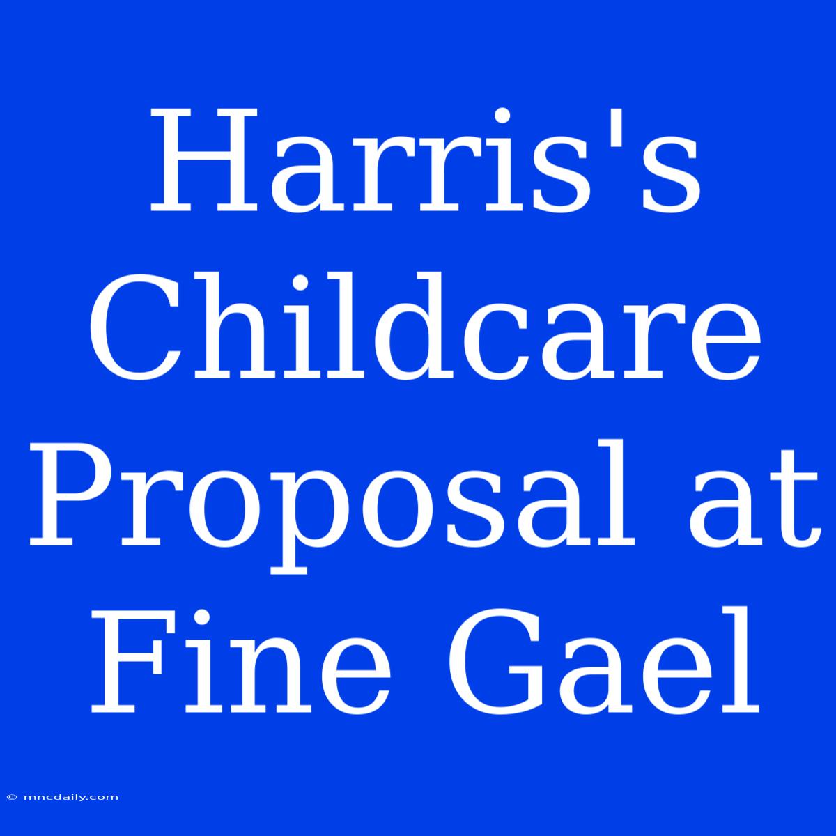 Harris's Childcare Proposal At Fine Gael